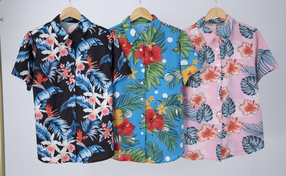Camisetas Hawaianas Mujer Blusa Hawaiana DUHENWU Manga Corta