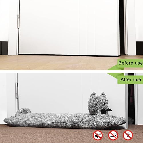Miniatura 7 de Tope decorativo para debajo de la puerta, resistente de 36 pulgadas, 3 libras, protector de corrientes de aire de puerta insonorizado, ahorro de