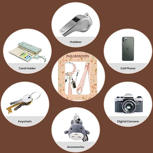 Miniatura 5 de PAKASEBOXES Cordones para llaves, cordón de cuello largo y llavero de pulsera, bonito llavero para mujer, regalo del Día de la Madre (MAMA-melocotón)