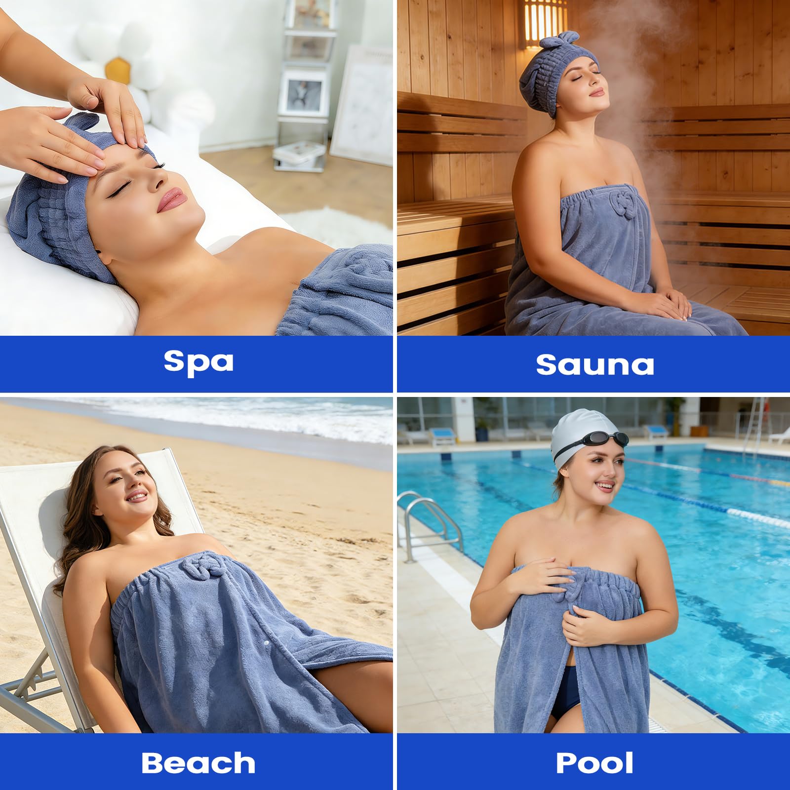 Plus Size Spa Towel Wrap - Luxurious Bath Set -5 Plus Size Spa Towel Wrap - Luxurious Bath Set -5