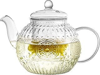 Bandesun Vintage Glass Teapot, Tea Kettle with Removable Infuser 32OZ/10...