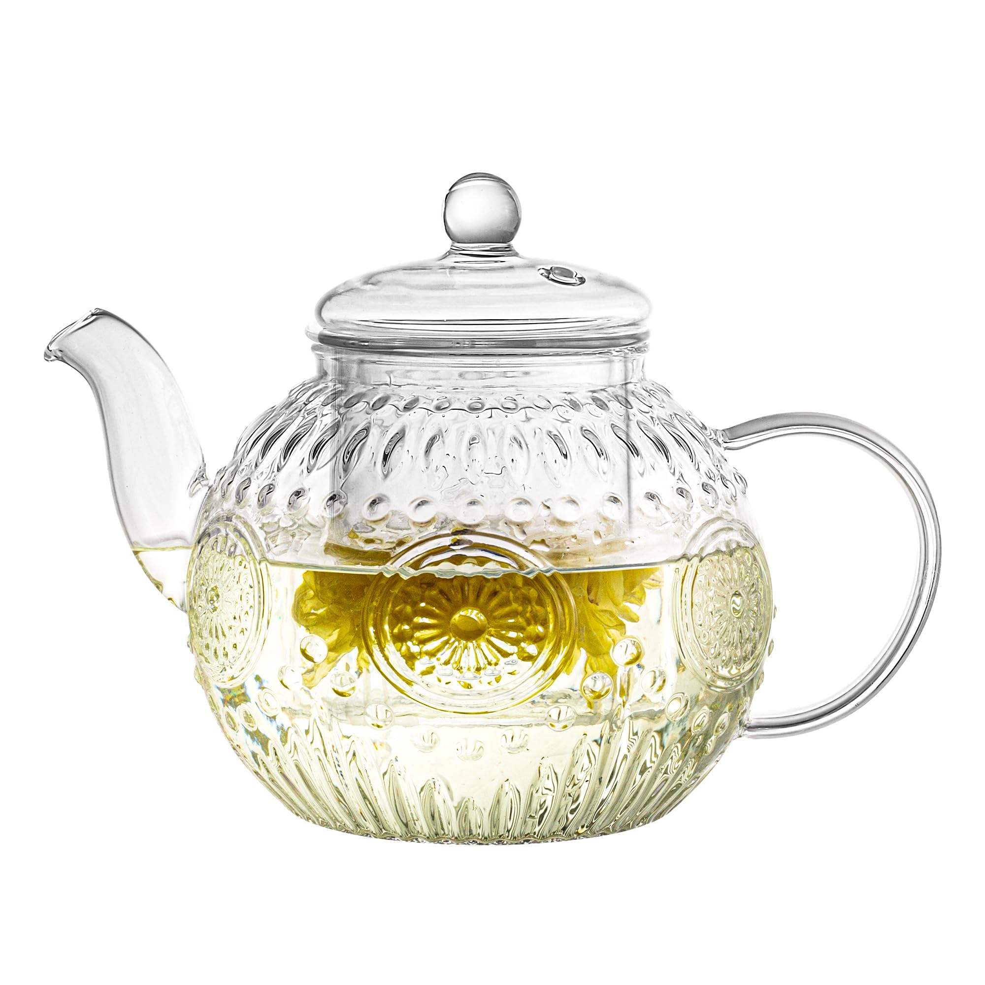 Photo 1 of Bandesun Vintage Glass Teapot, Tea Kettle with Removable Infuser 32OZ/1000ml, Borosilicate Glass Pot -Stovetop Safe, Blooming & Loose Leaf Tea Maker Set