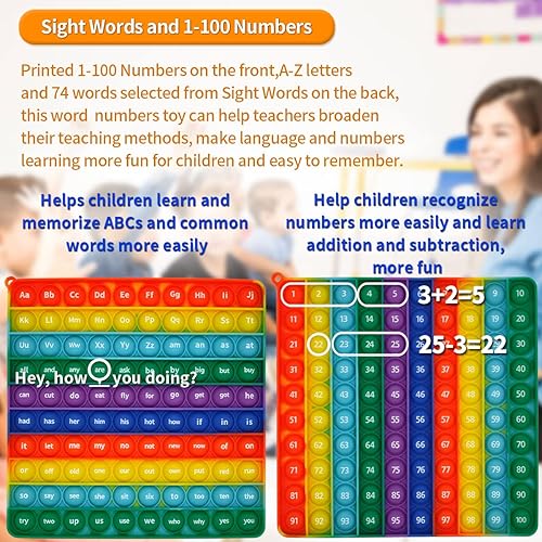 Miniatura 3 de HUAZHENQI-GH Sight Word A-Z - Juguete de números del alfabeto del 1 al 100, es un juguete de lectura temprana e iluminación de números, adecuado