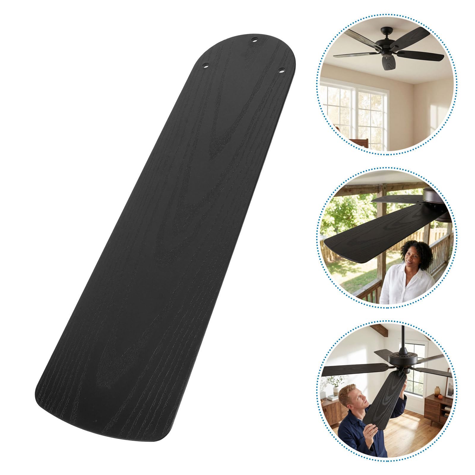 5 Piezas Aspas y Reemplazo Rápido de Plástico Negro de Ventilador de 52 Pulgadas, Fácil Instalación para Ventilador de Techo para Interiores y Exteriores