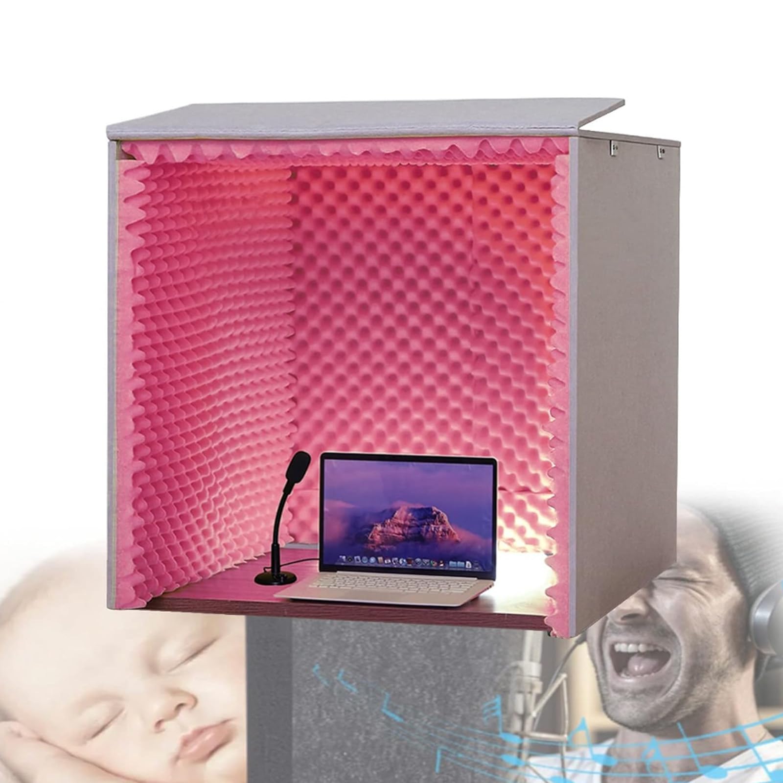 Schallschutzplatte, Schallschutzschaum, Schallschutzraum, Schallschutzabdeckung für Schreibtische, selbstgebautes Tonstudio, Schallschutzabdeckung für Stimmen, geeignet für Schreibtische in