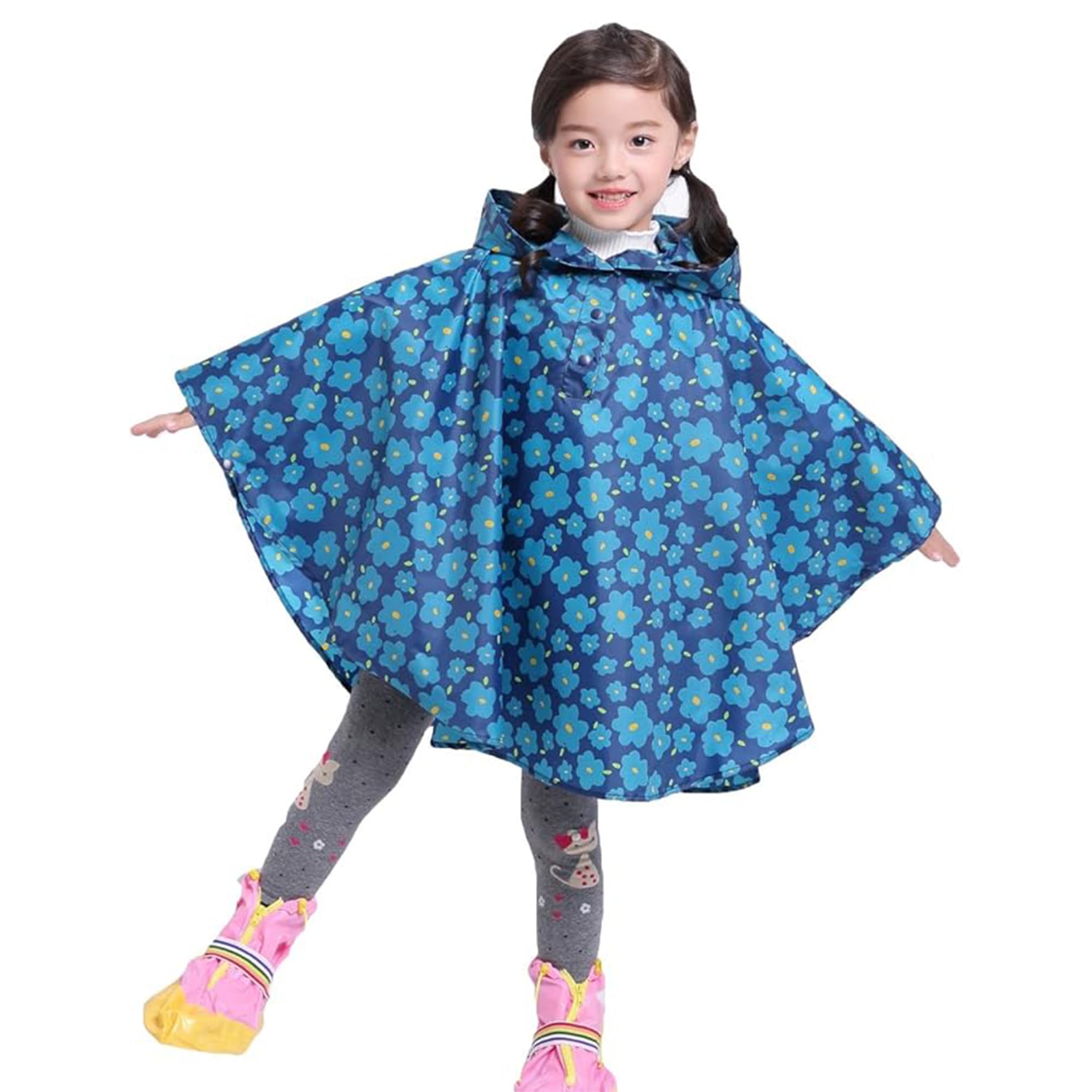 Poncho de Niña, Chubasquero Niño,Impermeables para Hombres y Mujeres para Niños, Impermeable Capa con Capucha Talla S hasta XL Niños 1 hasta 12 años
