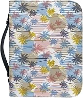 Vista 14 de Funda compacta marrón para la Biblia con asa, bolsa de Biblia para mujer con ranuras para bolígrafos, funda de transporte portátil para la Biblia