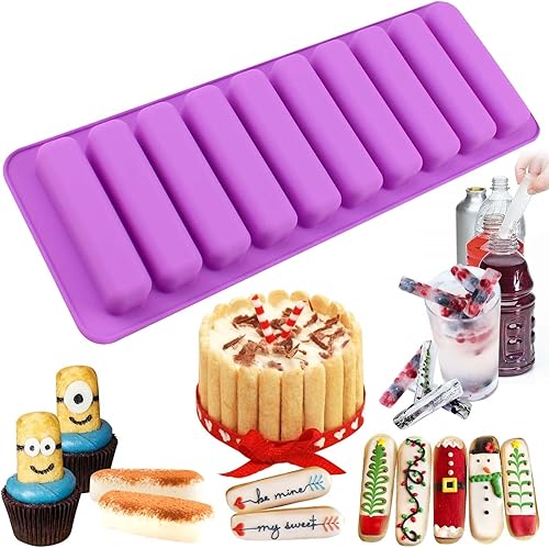 Miniatura 6 de Funshowcase Barra rectangular oblonga de chocolate para galletas, bloque de palo, cubo de hielo, bandeja de gelatina, molde de silicona para dulces,