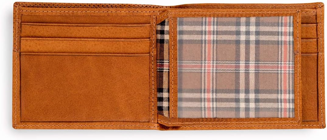 Vasa Cognac Horizontal Top Grain Leather Wallets For Men - European Luxury Minimalist Bifold Wallet with RFID and NFC Blocking Credit Card Holder - Premium Mens Slim Bi Fold Pocket Wallet