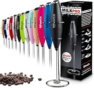 PowerLix Milk Frother Handheld Battery Operated Electric Whisk Foam Maker For Coffee, Latte, Cappuccino, Hot Chocolate, Du...