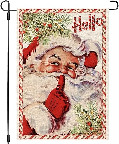 Bandera de jardín de Feliz Navidad de 12 x 18 pulgadas, doble cara, árbol de Navidad rojo granero de Navidad, bandera estadounidense, camión,