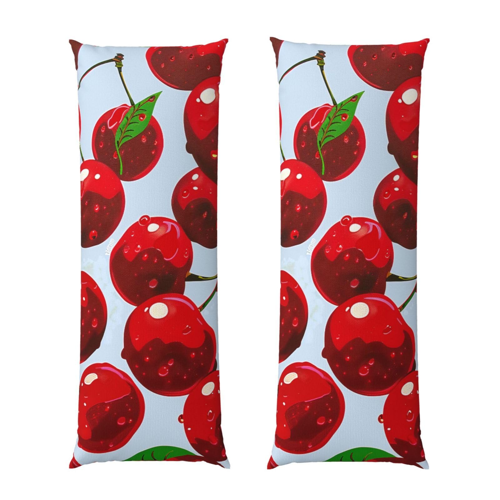 Body Pillow Cover 20x54 Inch, Red Cherries Print Long Lumbar Pillow Case with Zipper Long Body Pillowcase Decorative for Bed Sofa Bedroom