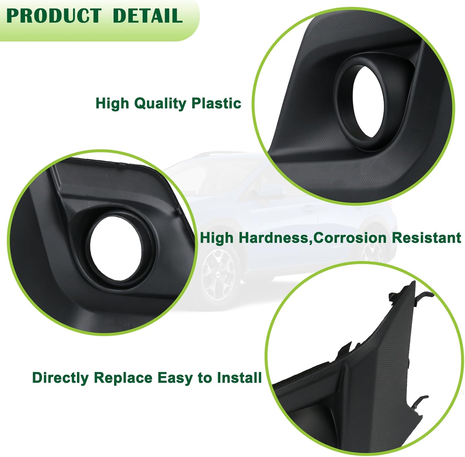 Front Bumper Fog Light Bezel Cover Left Driver Side Lamp Panel Trim with Fog Light Hole Black Compatible with 2018-2020 Subaru Crosstrek Replaces 57731FL092 SU1038121 - Image 5