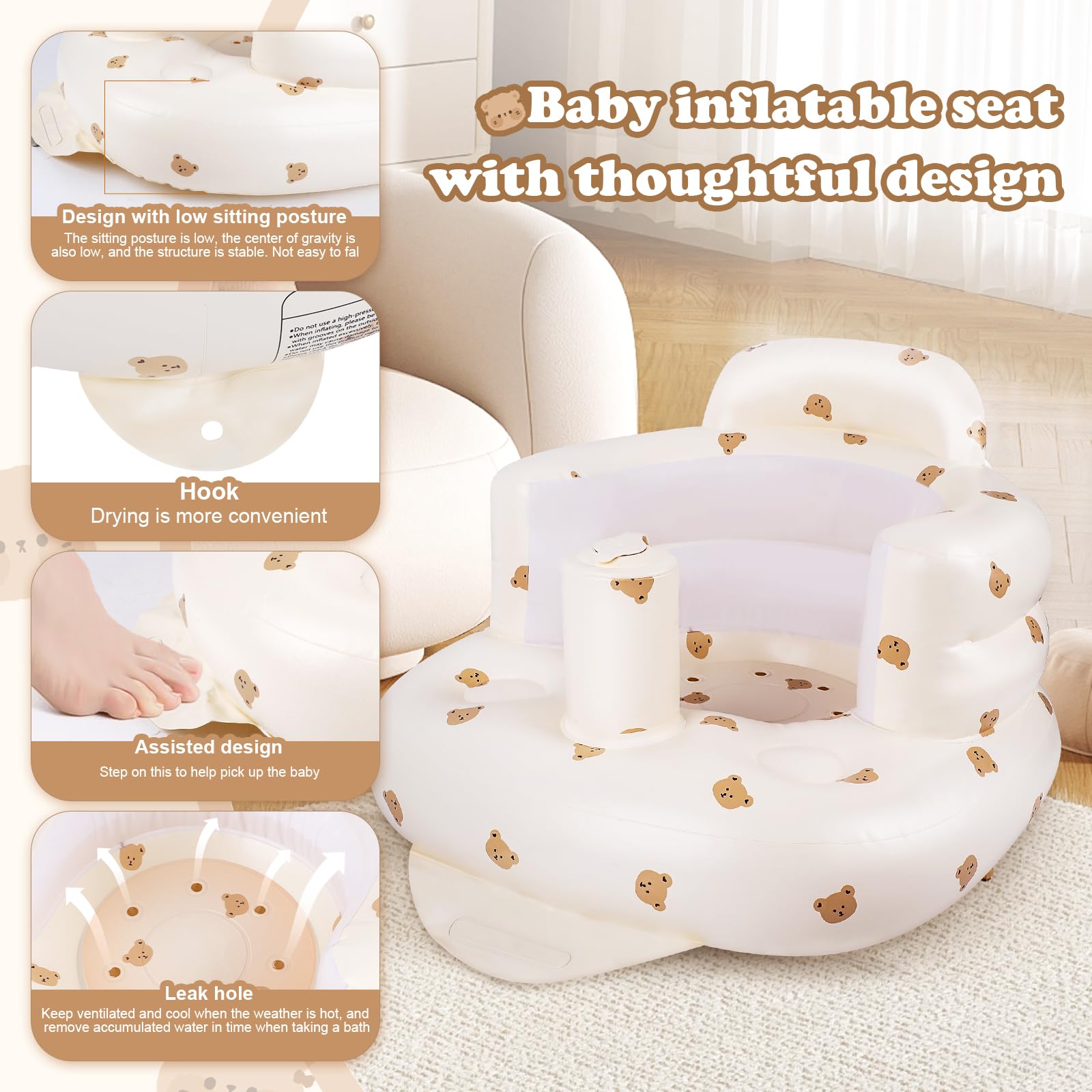 Baby klapstoel Booster Seat 2024 Peuter Campingstoel met Dienblad & Luifel Opvouwbare Baby Camping Stoel met Dienblad Draagbare Babyvoeding Stoel voor Outdoor Reizen Strand Camping (Grijs