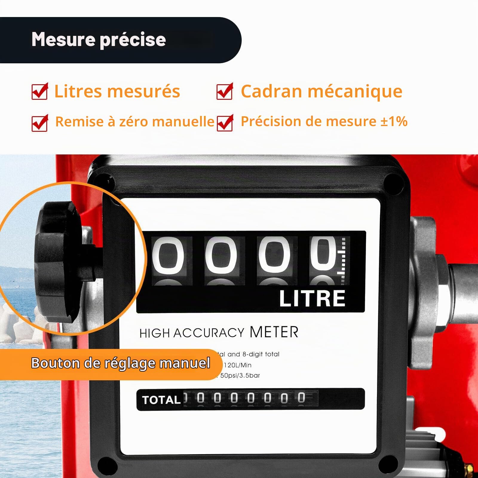 Pompe à Carburant Diesel Électrique 220V 550W 60L/min Auto-Amorçante avec Débitmètre et Pistolet Auto-Stop, Pompe Transfert Gasoil Fonte pour Tracteur Camion Chantier Agricole