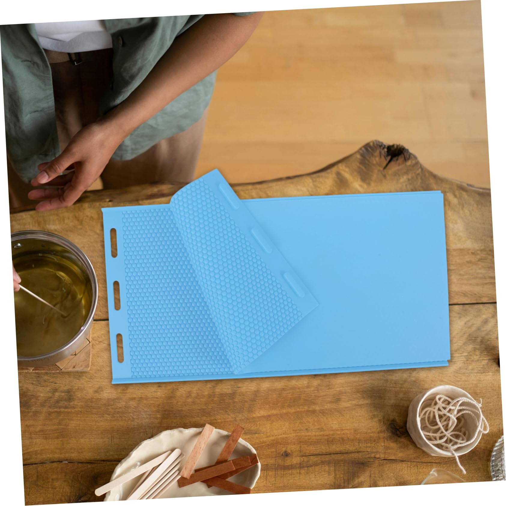 TEHAUX Stampo in Silicone Blu per Fogli di Cera d Api, Multifunzione, Facile da Trasportare, per Apicoltura e Fai da Te