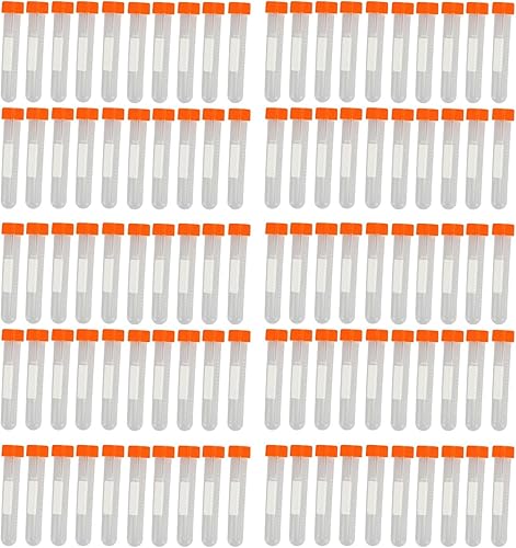 Miniatura 5 de 100 tubos de centrífuga de 0.3 fl oz con tapa, escala transparente, tubos de centrífuga de fondo redondo de plástico, mini tubos de ensayo de