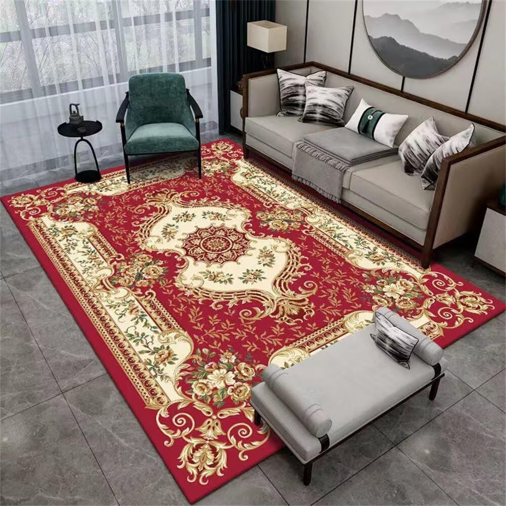 Tapis manga rouge style rétro rectangulaire pour salon et chambre
