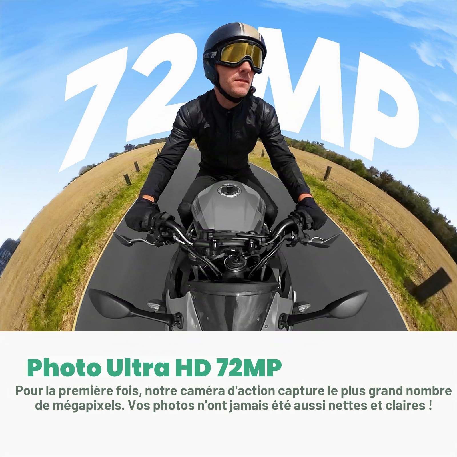 AKASO 360 Kit Moto pour Caméra d'action, Camera Sport à 360° avec Carte Mémoire 128 Go, 5.7K 360 Vidéo, 72MP Photo, SuperSmooth, 2.29" Écran Tactile, Effet Selfie Stick Invisible, Horizon 360° Lock