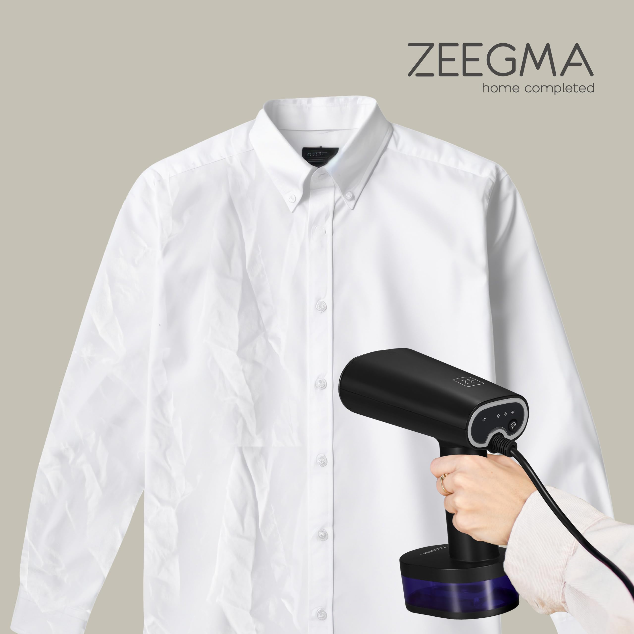 ZEEGMA STEAMEE Plancha Ropa Vertical 2 en 1, Plancha Vertical Vapor de 1640 W, 370 ml Salida de Vapor 25 g/min Calentamiento 30 segundos Planchado Horizontal y Vertical Segura para Textiles