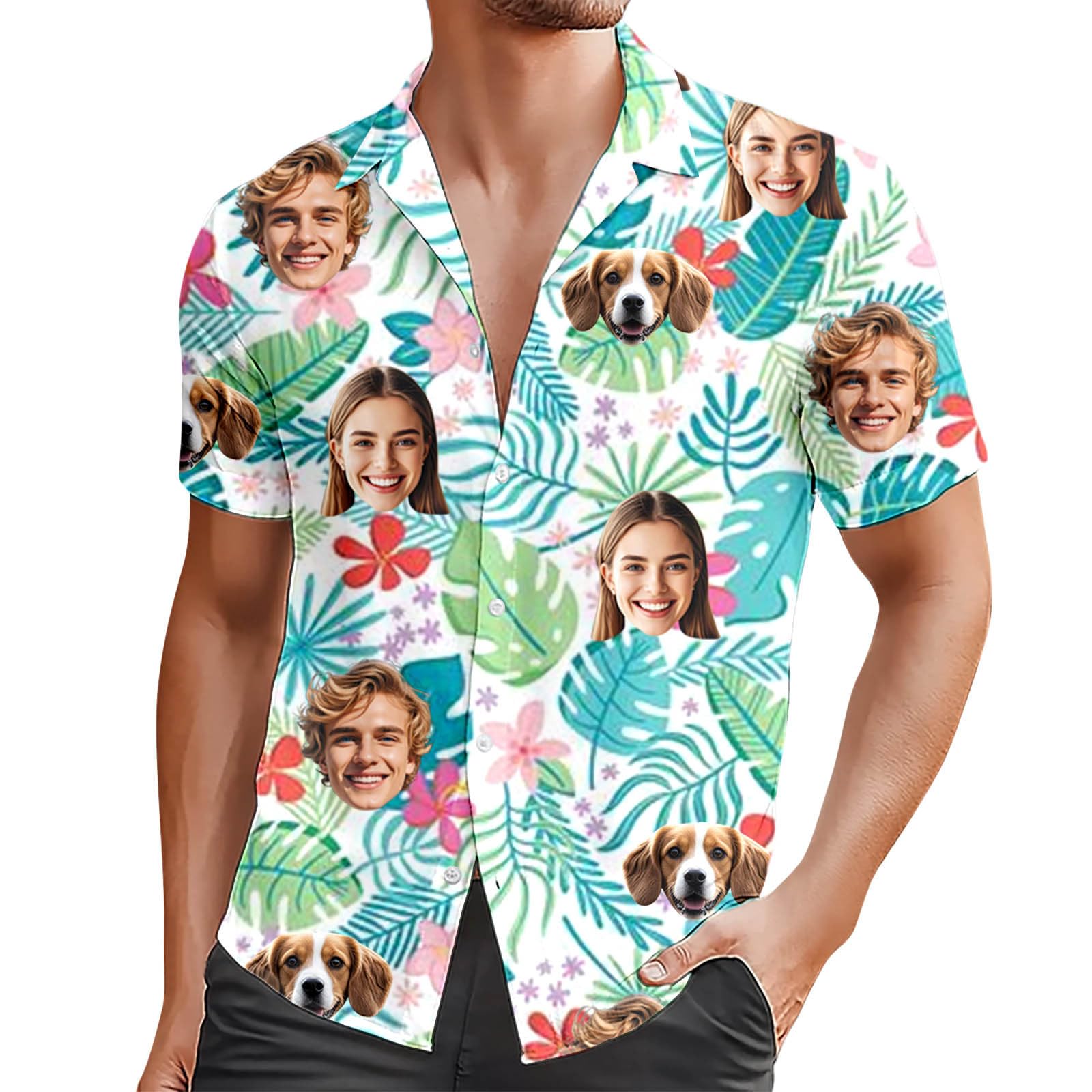 Chemise Homme, D'Été Décontractée pour, Imprimé Floral Et Feuilles, Col Cubain, Boutonnée, pour La Maison, La Plage Et L'extérieur, Design Moderne Épuré