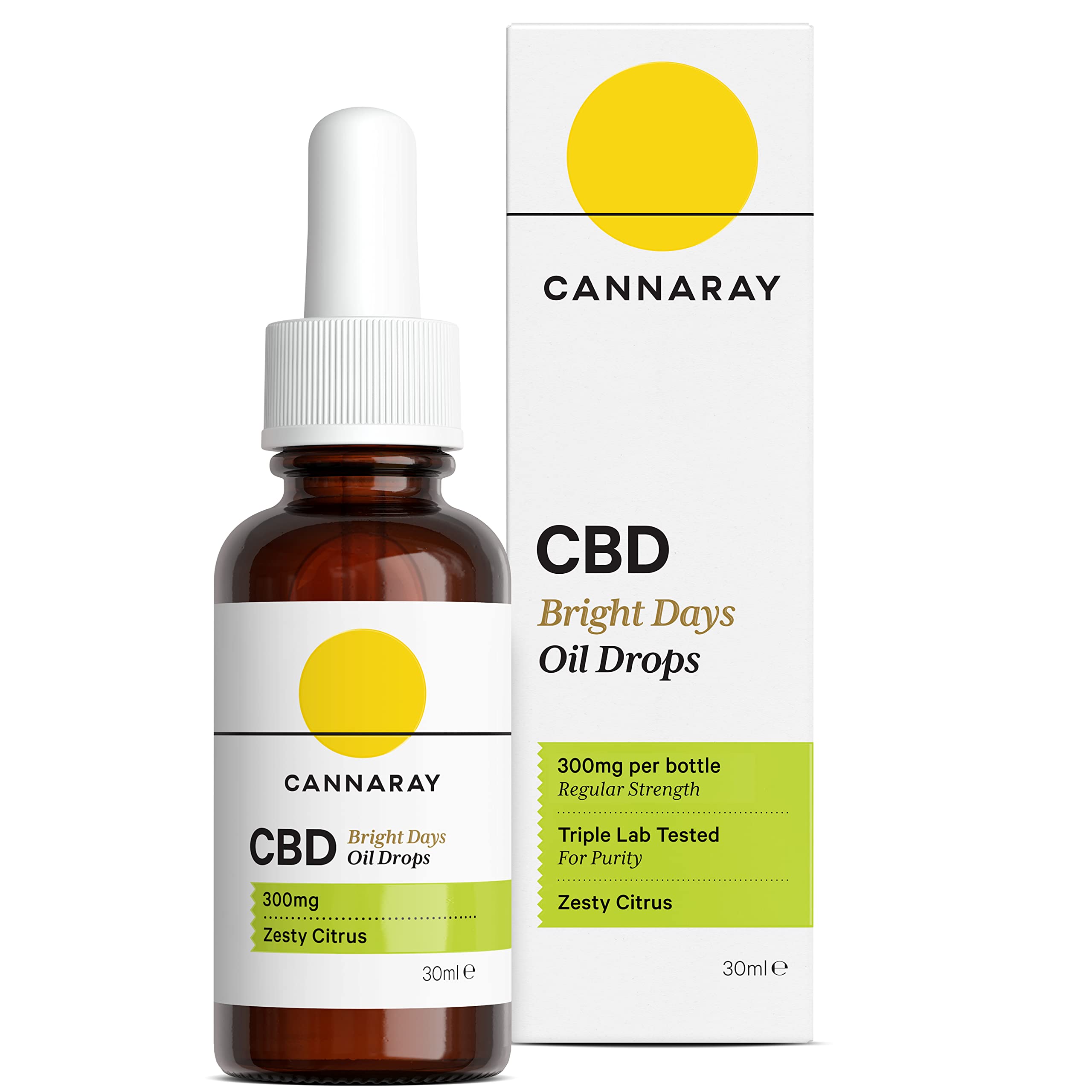 Cannaray CBD Oil Drops – Bright Days, 300mg, Zesty Citrus Flavour