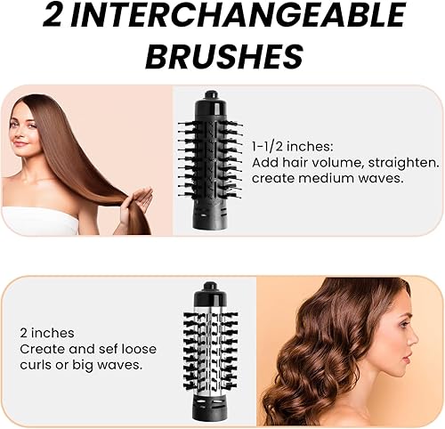 Miniatura 5 de Estilizador de aire caliente 3 en 1 y secador de pelo giratorio 360, cabello seco, alisar el cabello, secador de pelo Multitudet, cepillo secador de