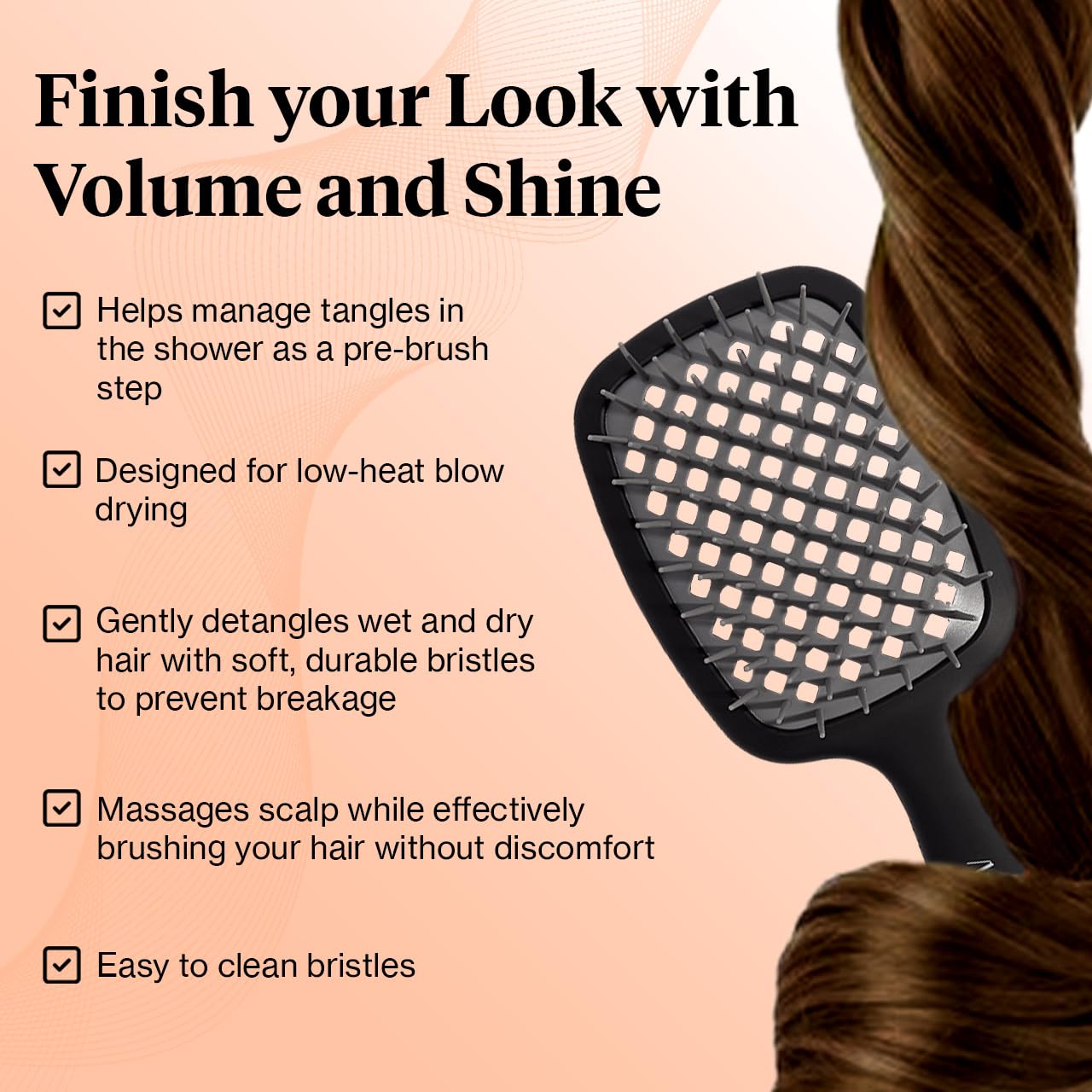 Kitsch Lightweight Vented Hair Brush Detangler for Women Men & Toddlers, Black - Image 3