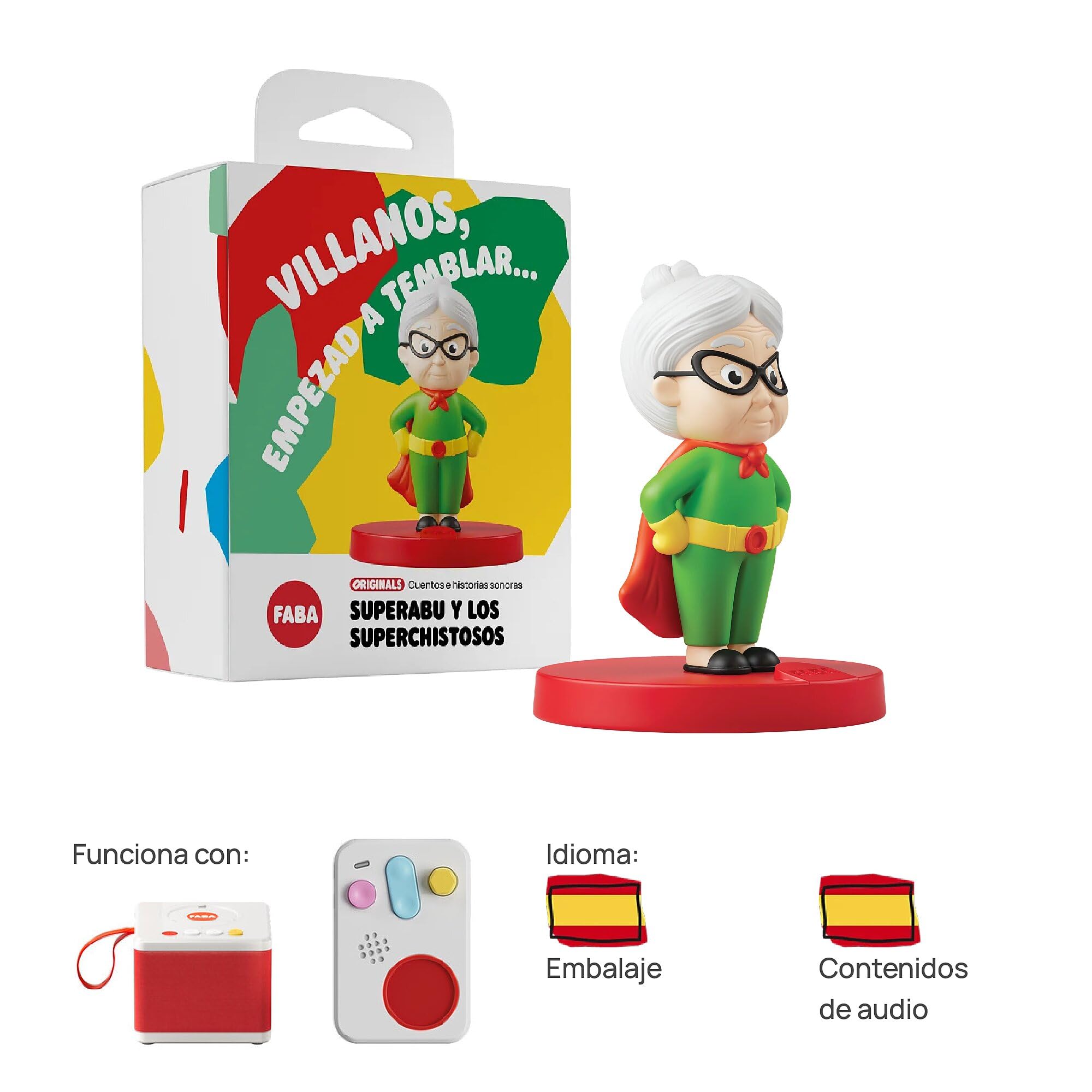 FABA Personaje Sonoro – SuperAbu y los SuperChistosos – Historias sonoras, para niños y niñas 3-5 años, Reproducción con el Cuentacuentos y FABA+, Juguete Educativo, versión en español — view 4