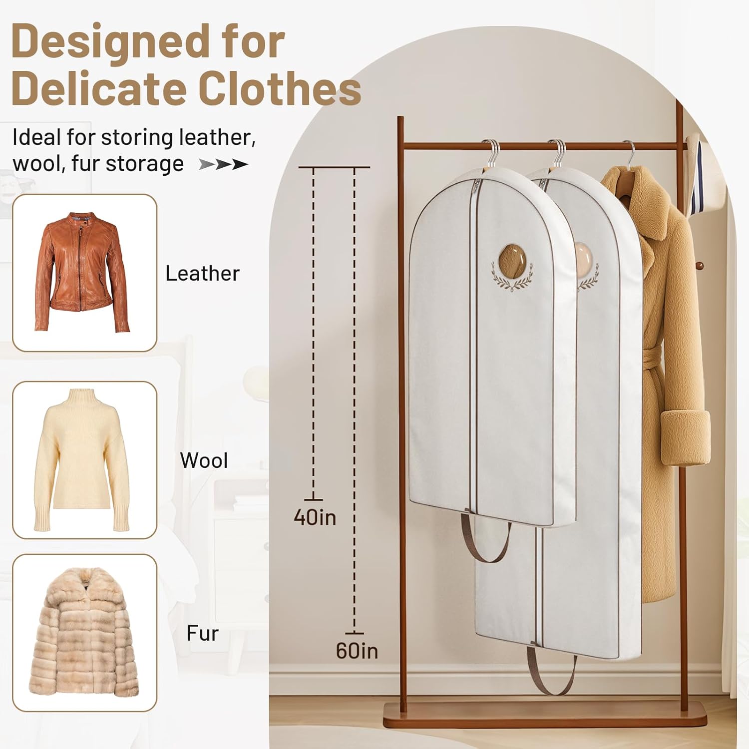 MISSLO 32" All Clear Garment Bags Bundle with 40" Cotton Garment Bags