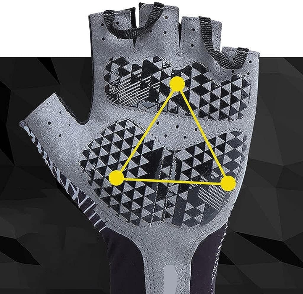 Fahrradhandschuhe Halbfinger-Fahrradhandschuhe, Rutschfest, Outdoor-Sport-Handschuh, Gepolsterter Fahrradhandschuh Radsporthandschuhe(Rood,L)