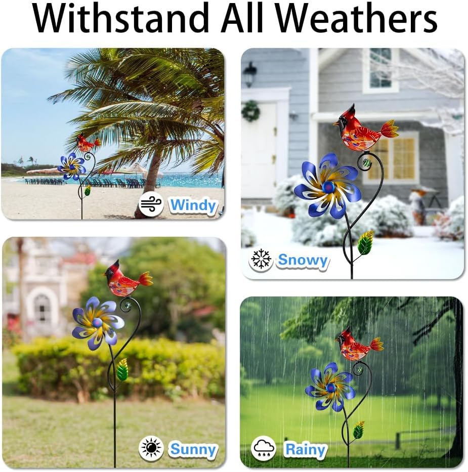 ウィンドスピナー アウトドア カーディナルウィンドスピナー キネティック風車 金属杭付き 装飾風車 芝生/パティオ/庭の装飾用