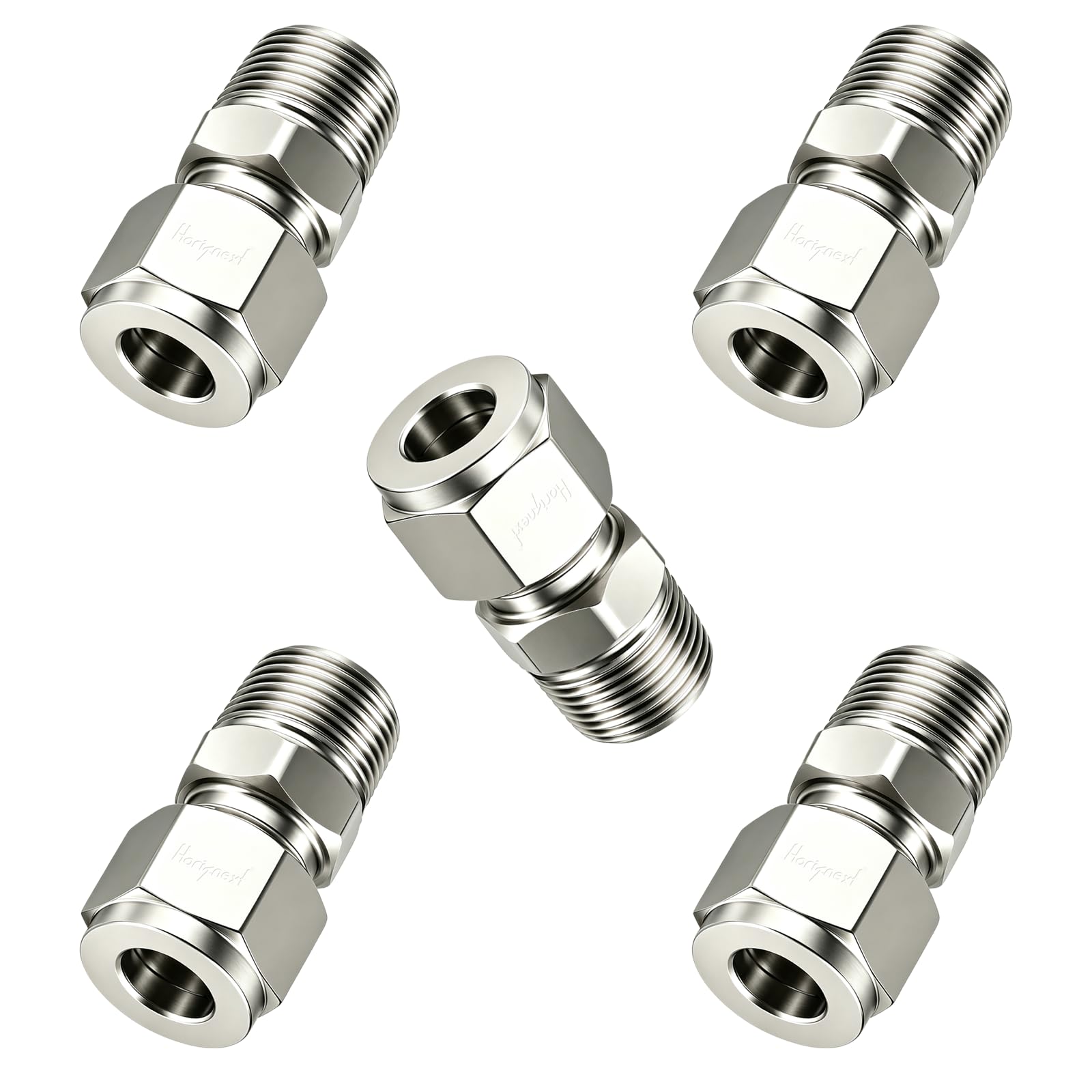 1/2 Compression Fitting, Stainless Steel 304 Tube Fittings,5 Pcs