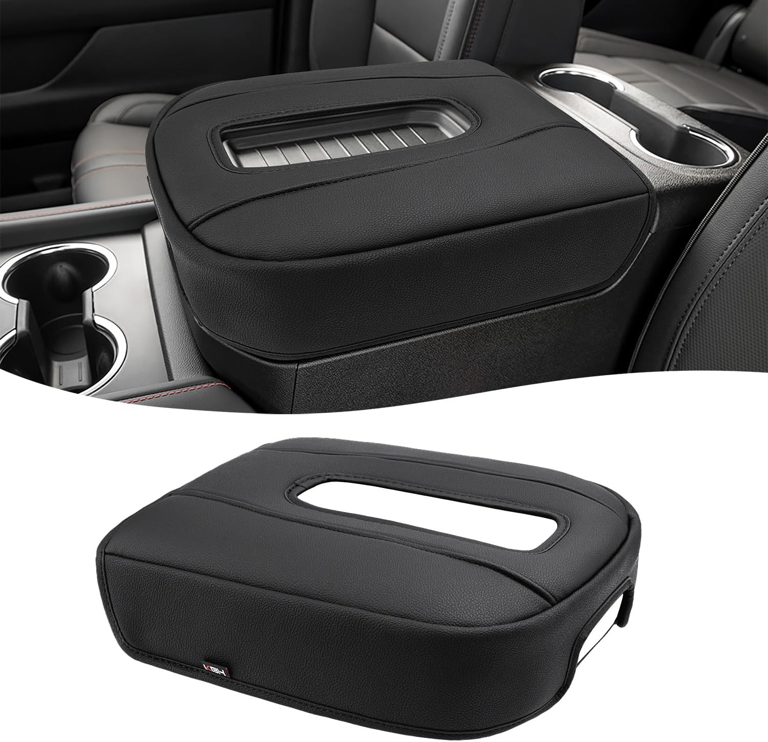 KBH Center Console Armrest Cover for Chevrolet Chevy Tahoe Suburban, GMC Yukon 2021-2025, PU Leather Trim, Durable Arm Rest Covering, Anti-Scratch (Fits Power Sliding Console Only)