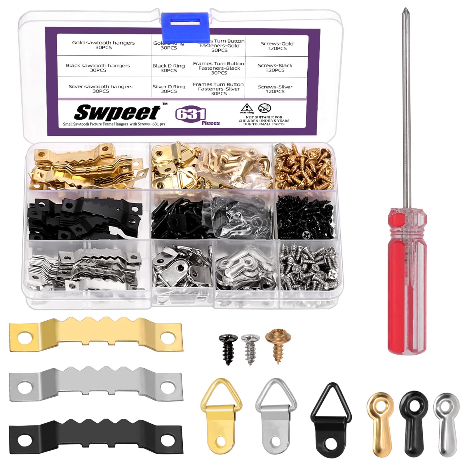 Swpeet 631Pcs Picture Hangers Kit