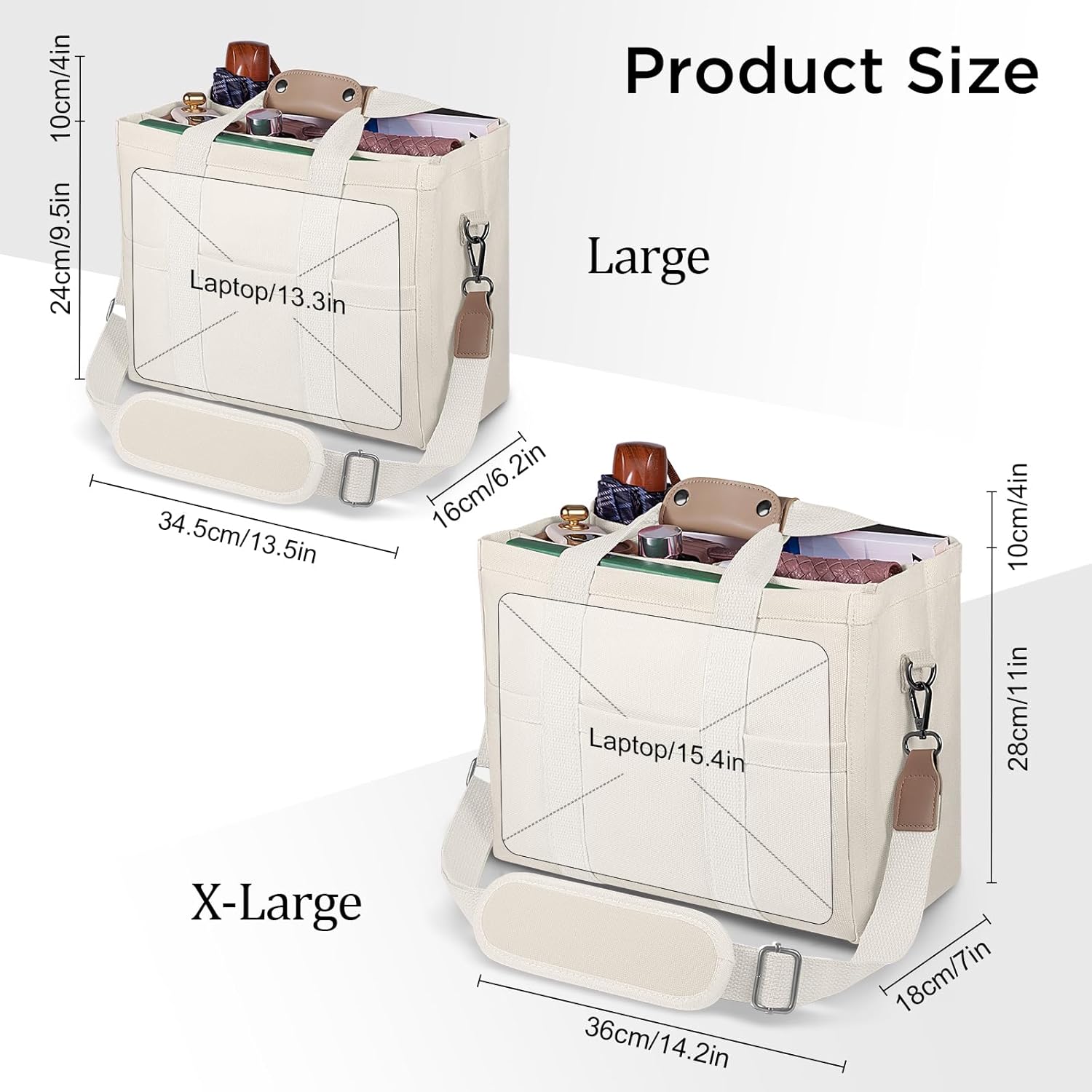 Canvas Tote Bag with Multi Pockets Crossbody Tote Bag for Women Bible Handbag Everything Tote Bags with Compartments - Image 6