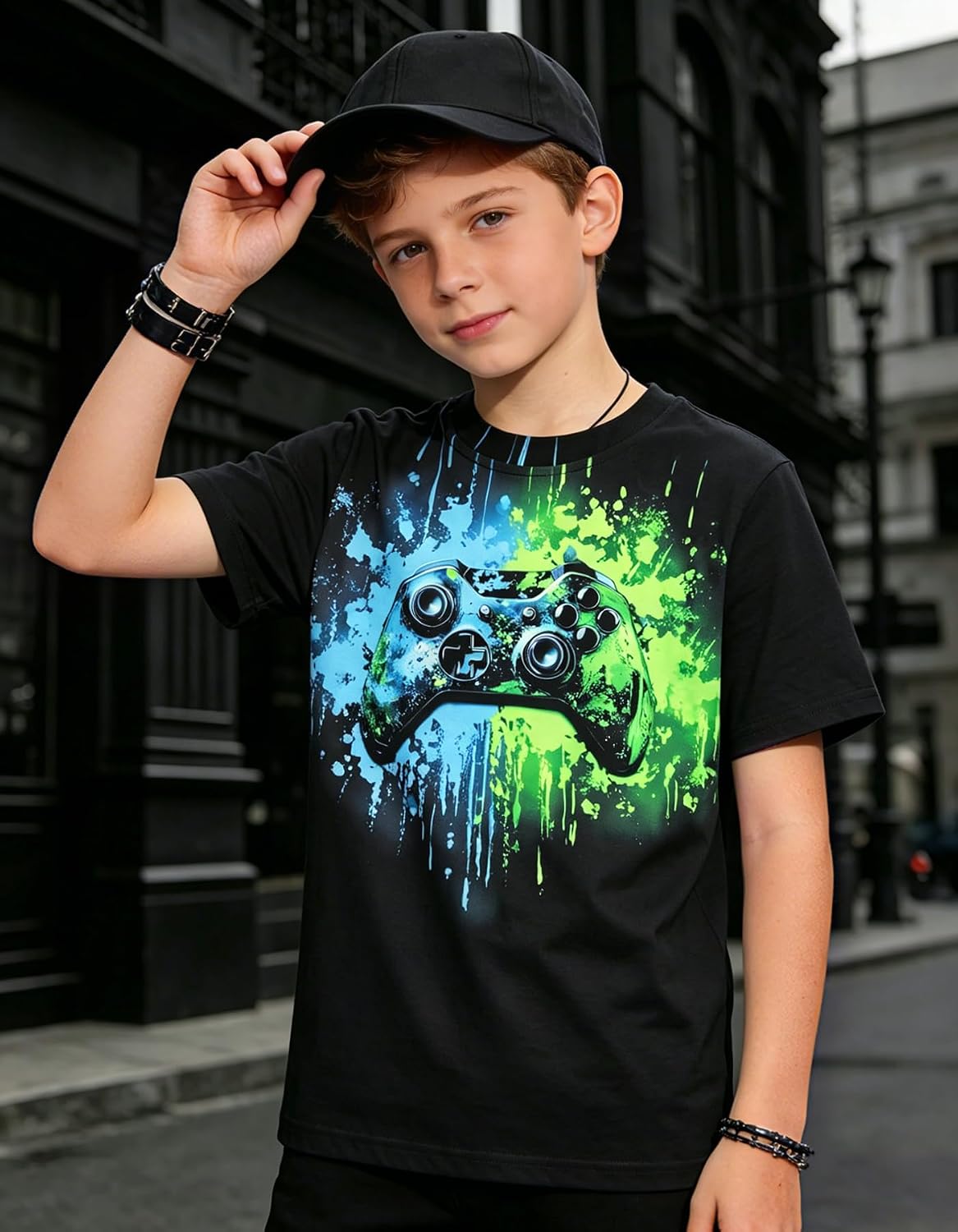 Boys Girls Neon Graphic Tee Short Sleeve 3D Game Print Summer Kids Tops
