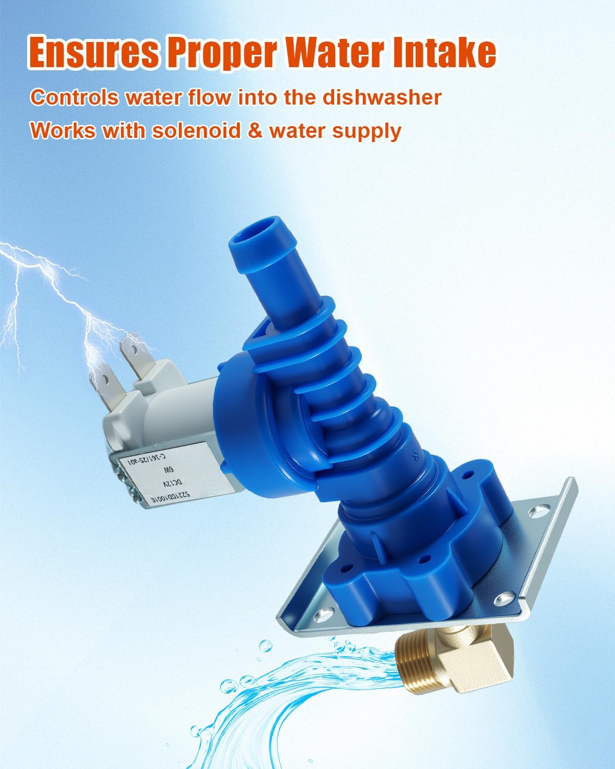 5221DD1001E Water Inlet Valve Assembly Compatible with LG Kenmore, Dishwasher Water Inlet Valve Replaces AP5804631 5221DD1001C 2977831 PS8769826