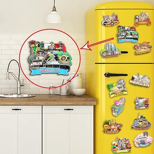 Miniatura 4 de Imán de la Ciudad de México para nevera de madera 3D Monumentos de viaje coleccionables, recuerdos, decoración hecha a mano, 2