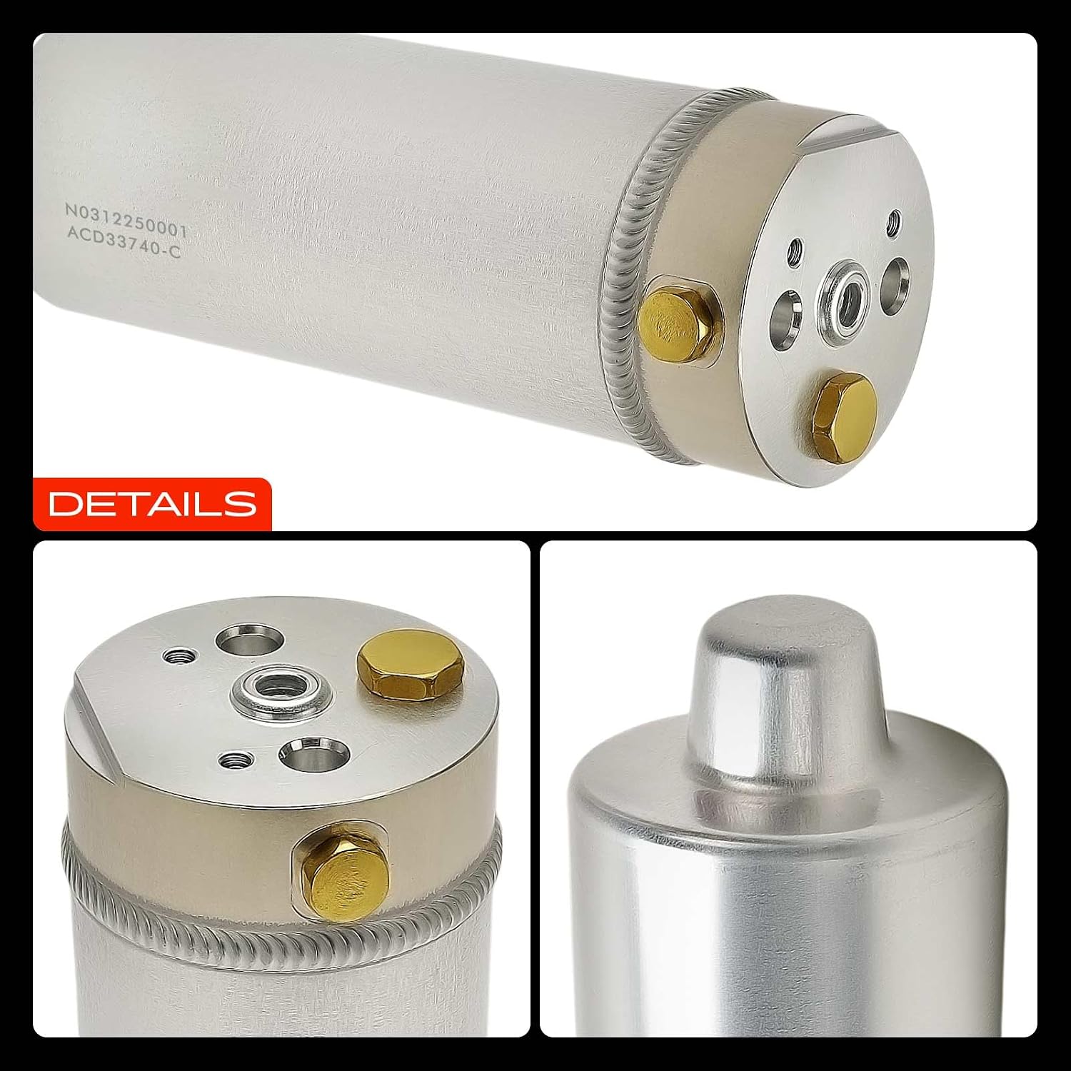 A-Premium Aluminum Air Conditioning A/C Receiver Drier Compatible with Caterpillar 322BL, Silver