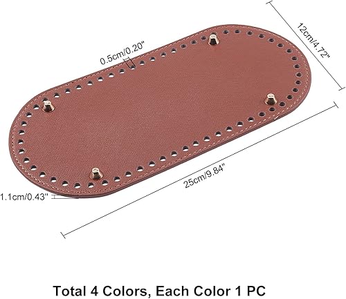 Miniatura 2 de PH PandaHall Parte inferior ovalada para bolso de ganchillo, 4 piezas de 9.8 x 4.7 pulgadas, parte inferior de cuero para bolsas, base de cojín con