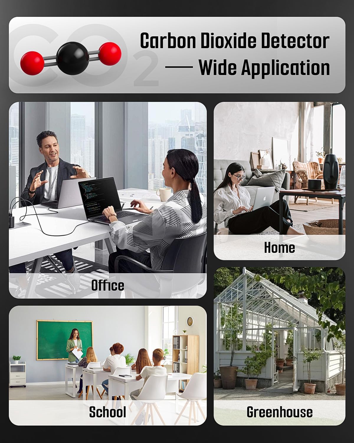 DS-100PRO Portable CO & CO2 Detector for Travel, 4-in-1 Magnetic Carbon Monoxide and Carbon Dioxide Detector, Audible & Visual Alarm, 3-Day Standby, CO & CO2 Monitor for Home, Tent, RV - Image 5