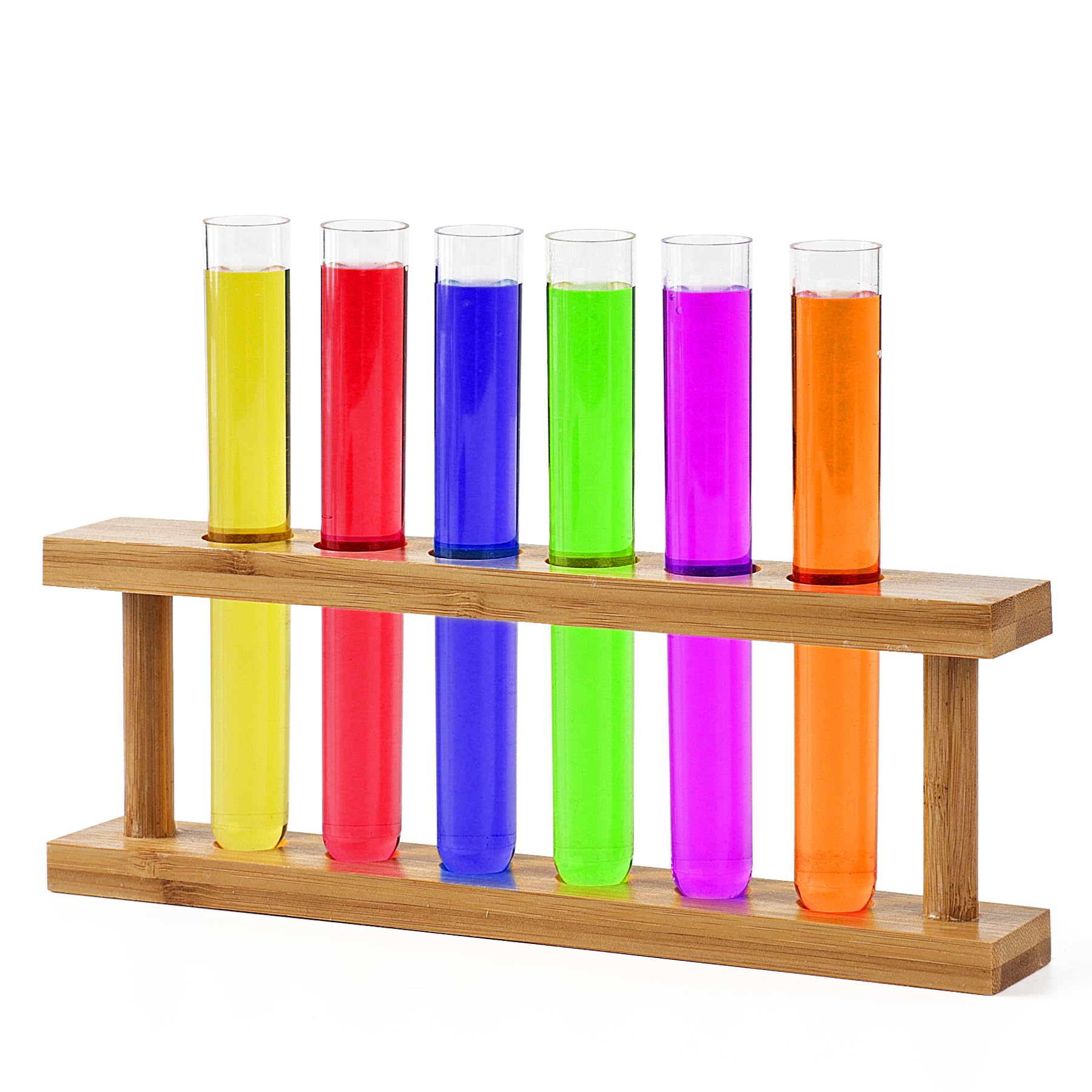 DAZZLIFE Test Tube Shot Plastic Set with Wooden Rack Science-Themed Drinkware for Cocktails, Shots Parties, Fun Chemistry Bar Accessories for Themed Events