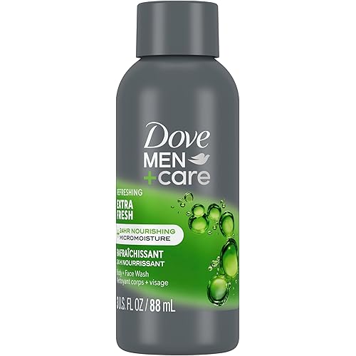 Dove Men+Care Refreshing Extra Fresh with 24-Hour Nourishing Micromoisture Technology Body Wash for Men 3 oz