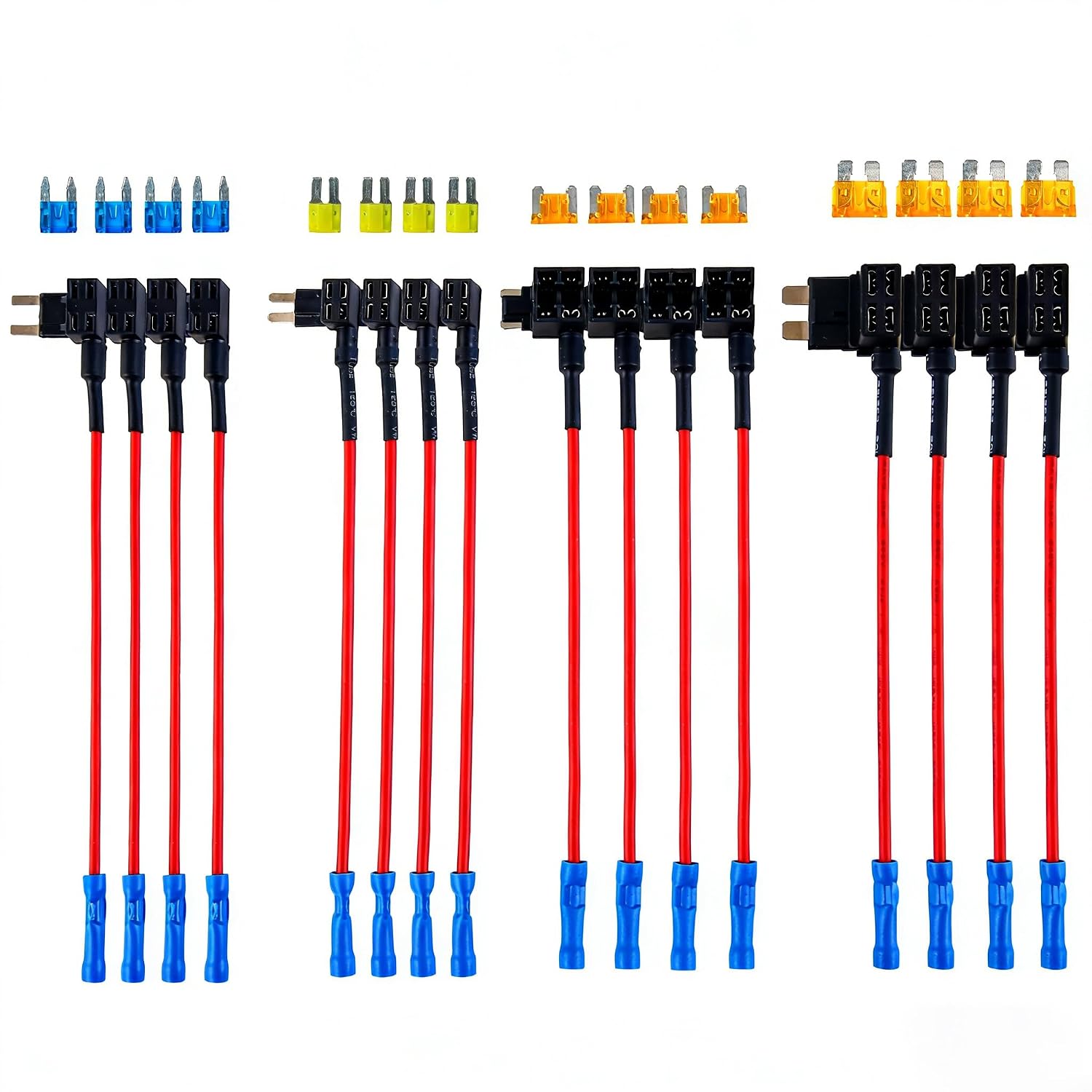 16 Pack 4 Types 12V Car Add-a-Circuit Fuse Tap Adapter,Standard Mini Micro2 and Low Profile Fuse Taps for Cars Trucks Boats