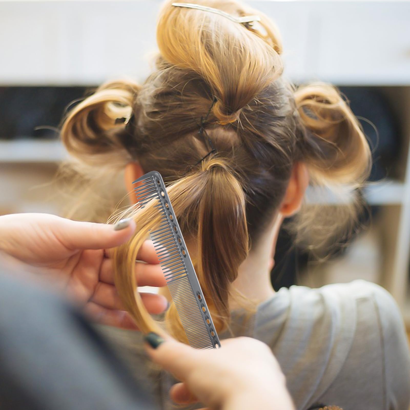 Peines de peluquería para corte de pelo, peine fino profesional, antiestático y resistente al calor, peine de carbono para hombre y mujer, paquete de peine de peluquería para salón y hogar 7