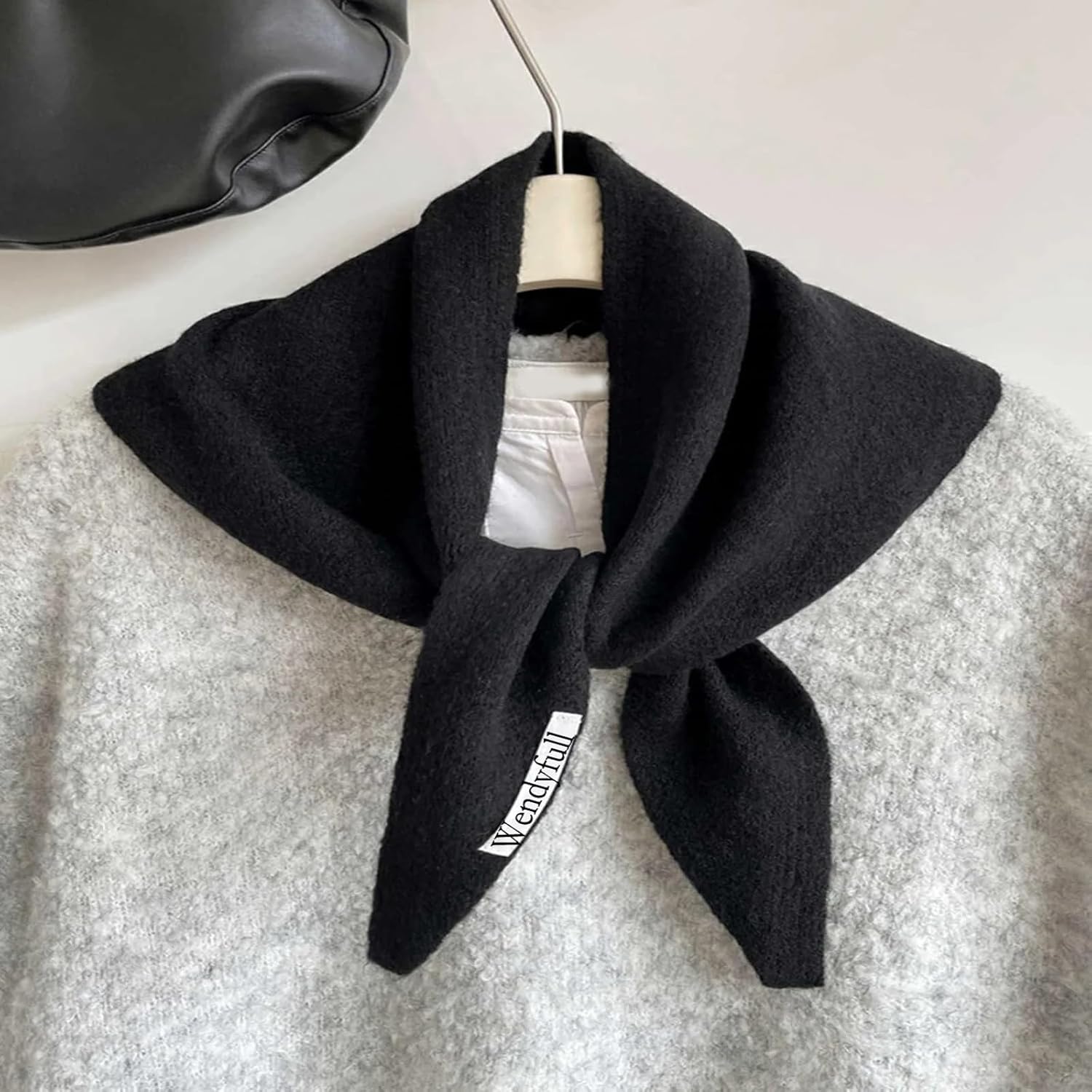 Triangle Scarf for Women Knitted Wool Headscarf Cashmere Feel Y2K Downtown Girl Aesthetic Streetwear Accessories - Image 2