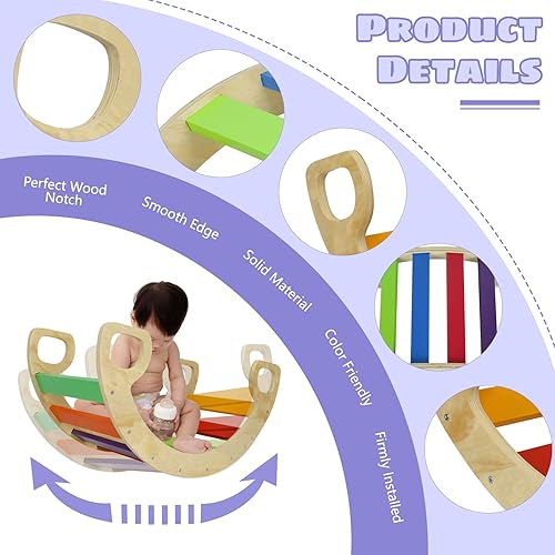 Miniatura 3 de ACEHOME Toys - Arco de escalada para niños, balancín de arco escalador, juguetes de escalada de madera para niños pequeños de 1 a 3 años, escalera