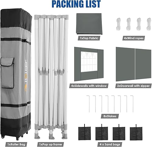 Miniatura 9 de HOTEEL Toldo de 10 x 20 pulgadas con paredes laterales, tiendas de campaña desplegable de 10 x 20 pulgadas para fiestas, tienda de campaña comercial
