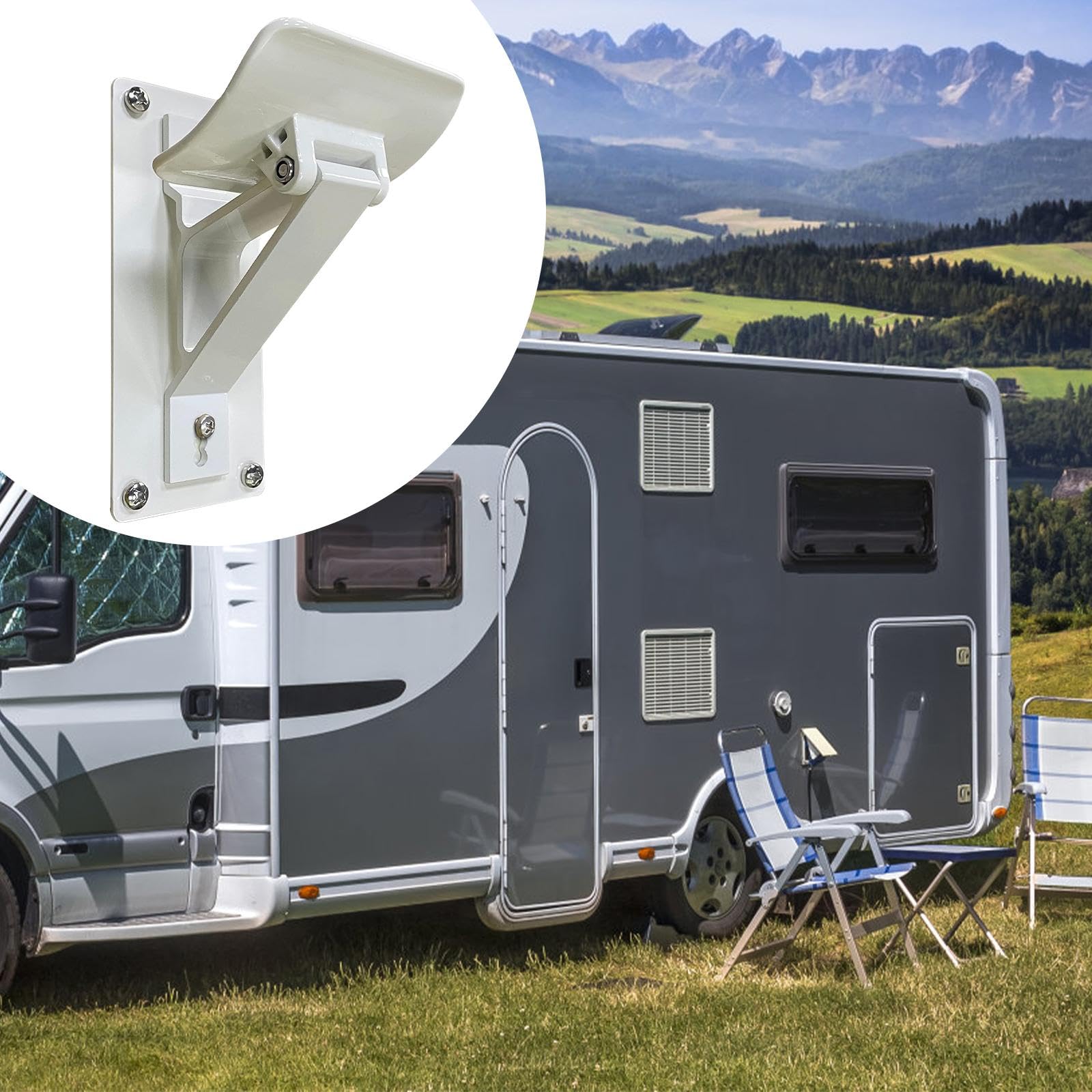 perfk Soporte de Soporte de Rodillo para toldo RV, fácil de Instalar para toldos retráctiles y manuales, Pieza de Repuesto, Fuerte Capacidad de Carga, Blanco
